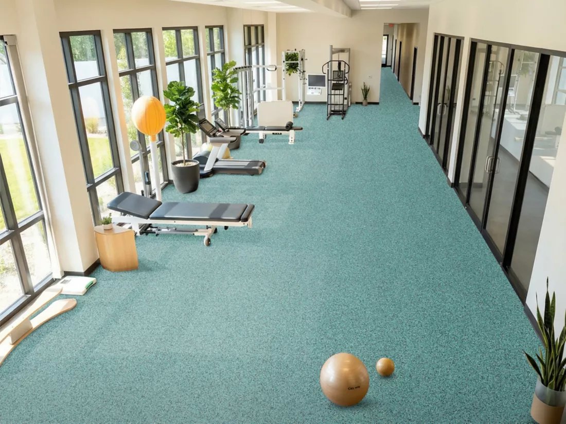 Resilient flooring in a healthcare corridor