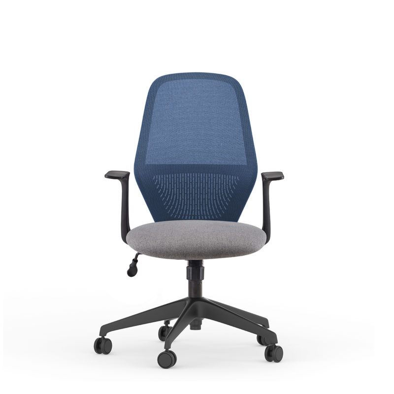 library-images-rise-9b2-black-frame-45C-fixed-arm-high-profile-base-blue-accent-blue-mesh-back-light-grey-seat-front