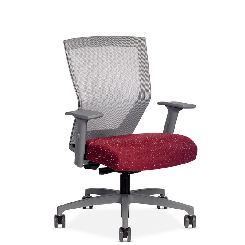 library-images-runII-9d1-mid-back-medium-seat-38AG10G-65C-magnet-grey-frame-silver-mesh-grey-base-maroon-seat-front45-side-view